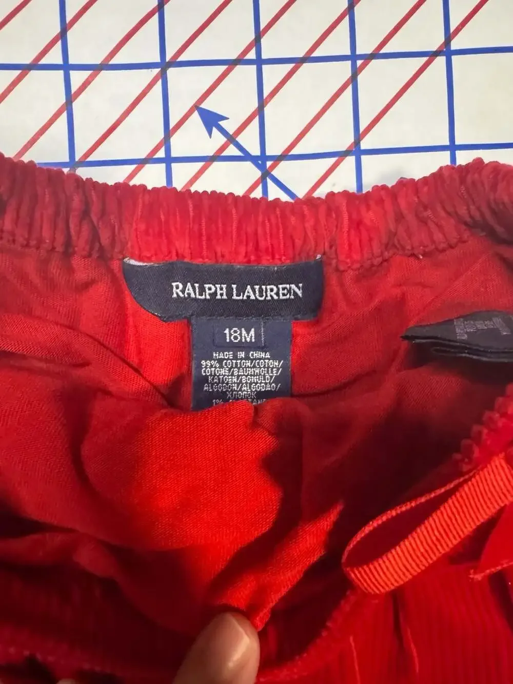 Ralph Lauren Red Corduroy Skirt with Built-in Bloomers Size 18M
